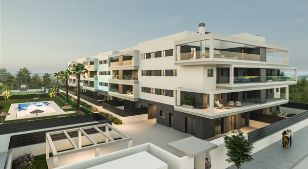 aerea-atardecer Terrazas La Laguna proyecto de Iniciativas Inmobiliarias en Cádiz